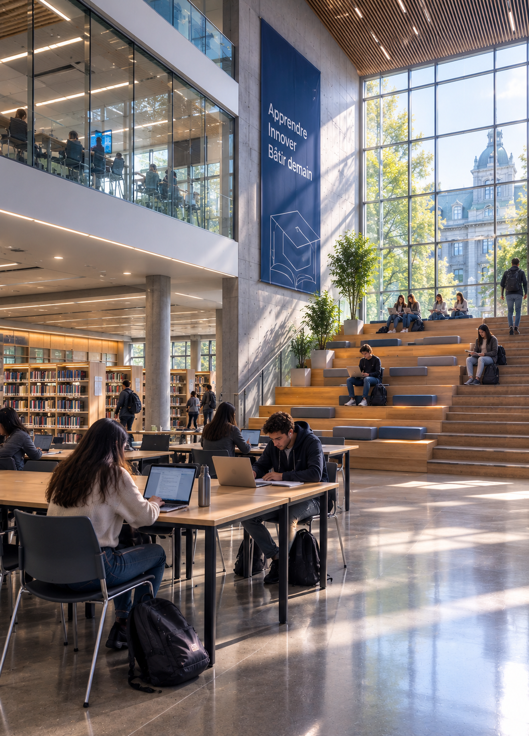 Bibliothèque universitaire lumineuse
